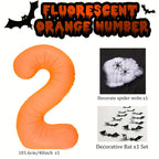 40 inch Orange Number 0-9 Balloon Halloween Horror Theme Birthday Balloon Set Spider Web Bat Festival Decoration Photo Props
