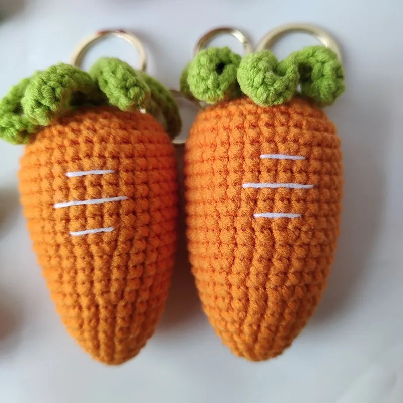 Cute Fruit Series Crochet Keychain Handmaking Knitted Strawberry Keyrings Cute Cherry Keyrings For Bag Pendant Custom Accessory