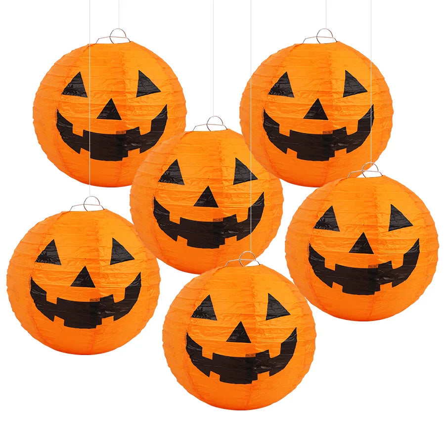 1/6Pcs Halloween Hanging Paper Lantern for Home Indoor Outdoor Garden Decoration Halloween Party Horror Pumpkin Props Ornaments