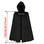 Medieval Black Hooded Cloak Halloween Retro Battle Warrior Cosplay Costume Cape Adults and Kids Dress Up Costume