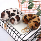Heart Plush Pompom Keychain Set | Leopard Print Love Hair Ball | High-Quality Fluffy Faux Fur for Car Keys Bags Gifts