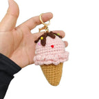 Handmaking Crochet Ice Cream Keyrings Wholesale Sweet Ice Cream Cone Series Crochet Keychain For Bag Pendant  Custom Accessories