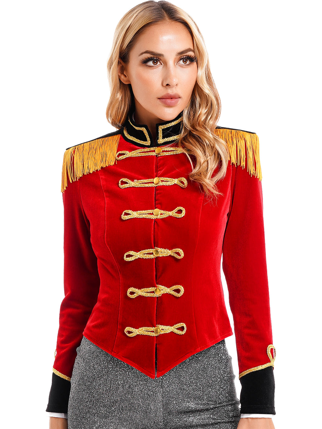 Women Circus Ringmaster Costume Showman Majorette Tassel Tailcoat Jacket Halloween Carnival Lion Tamer Cosplay Costumes