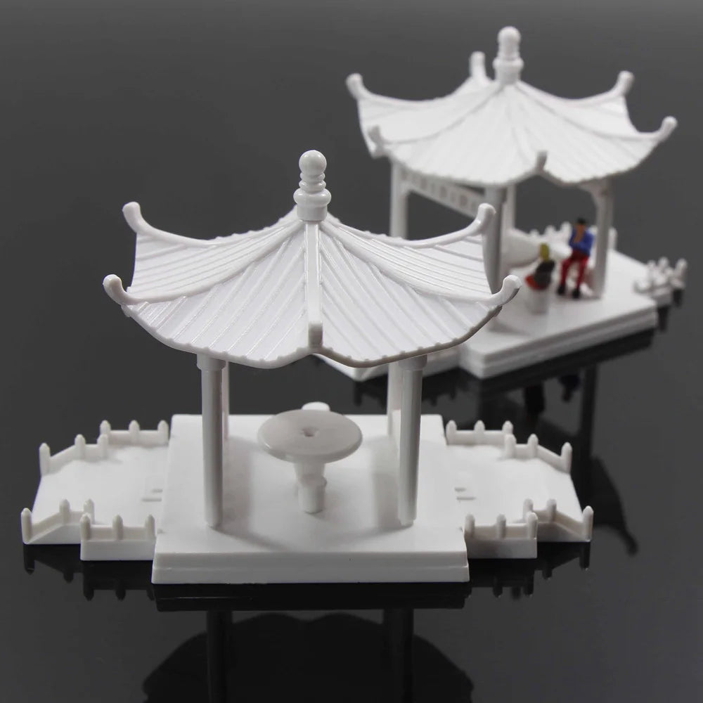 GY01 2 Sets Pavilion Model Gloriette Chinese Construction Educational 1:100 1:75 1:160 Railway Modeling