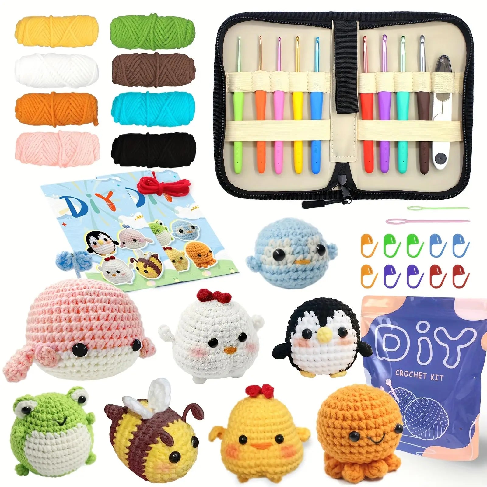 Animal sery Crochet Kit for Beginners Crochet Starter SET ,DIY Crochet Kit For Beginners,Crocheting Knitting Kit Step-by-Step