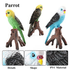 Oenux Bird Forest Animal Parrot Macaw Cockatiel Cockatoo Agapornis Puffin Model Solid PVC Garden Decoration Education Kids Toy