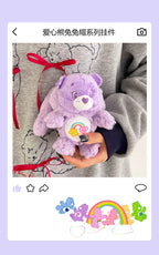 New Genuine Carebears Plush Rabbit Hat Keychain Rainbow Bear Doll Pendant School Bag Ornament Gift