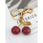 Unique Shiny Cherry Shaped Pendant, New Cherry Crystal Pendant, Keychain Pendant, Cherry Decor Keychain With Clasp, Shiny Resin Product, Suitable As Bag Accessory, Suitable For Women Handbag