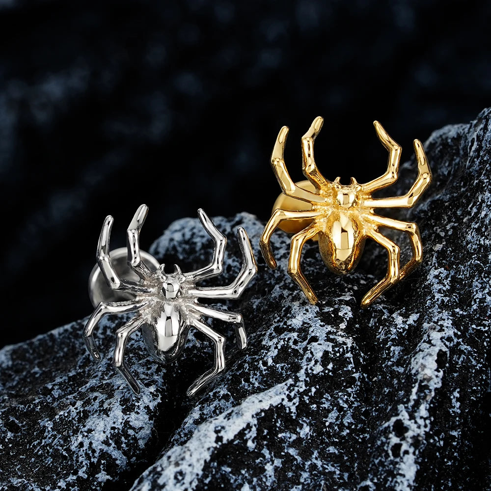 Right Grand ASTM F136 Titanium Spider Labret Lip Ring Tragus Cartilage Conch Flat Helix Stud Earring Halloween Piercing Jewelry
