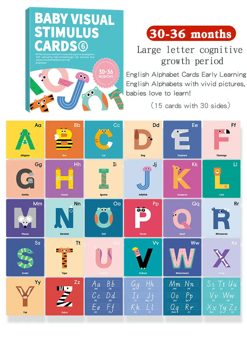 Baby Visual Stimulation Cards Montessori High Contrast Flash Card Infant Gift For Children Cognition Toy