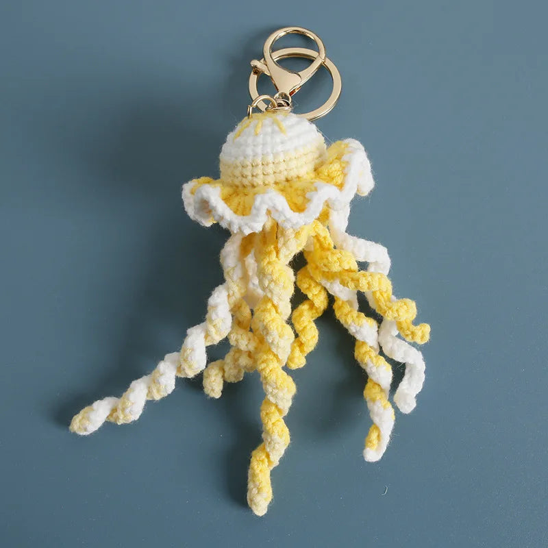 Funny Shrimp Doll Crochet Keychain Handmaking Clown Fish Knitting Keyrings Cute Shrimp Keyrings Bag Pendant Custom Accessories