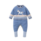 Baby Rompers Blue Long Sleeve Knit Newborn Boys Jumpsuits Playsuits Autumn Winter Infant Unisex Outfits One Pieces Kids Costumes