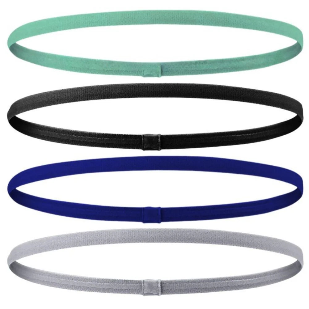 4PCS Unisex Sports Thin Headband Non-Slip Elastic Women Men Yoga Hair Bands Sweatband Football Running Biking Sports Hairband