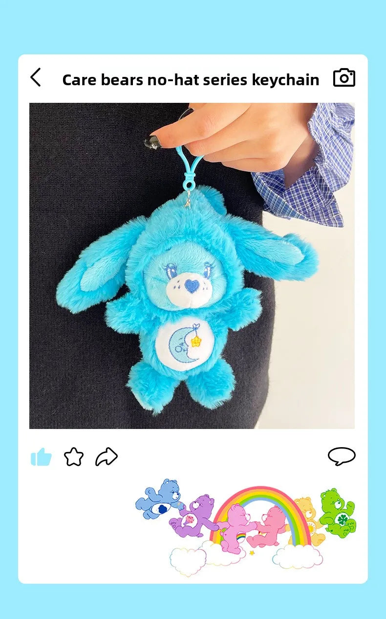 Cute Carebears Plush Keychain Rabbit Hat Key chain Rainbow Bear Doll Schoolbag Doll Birthday Gift Room Decor