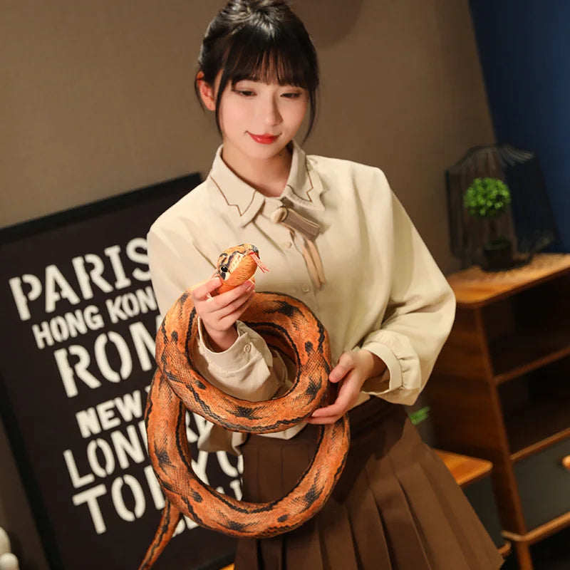 Artificial Python Plush Toy Long Snake Yellow Orange Green Python Plush Toy Decorate The House Holiday Decorations
