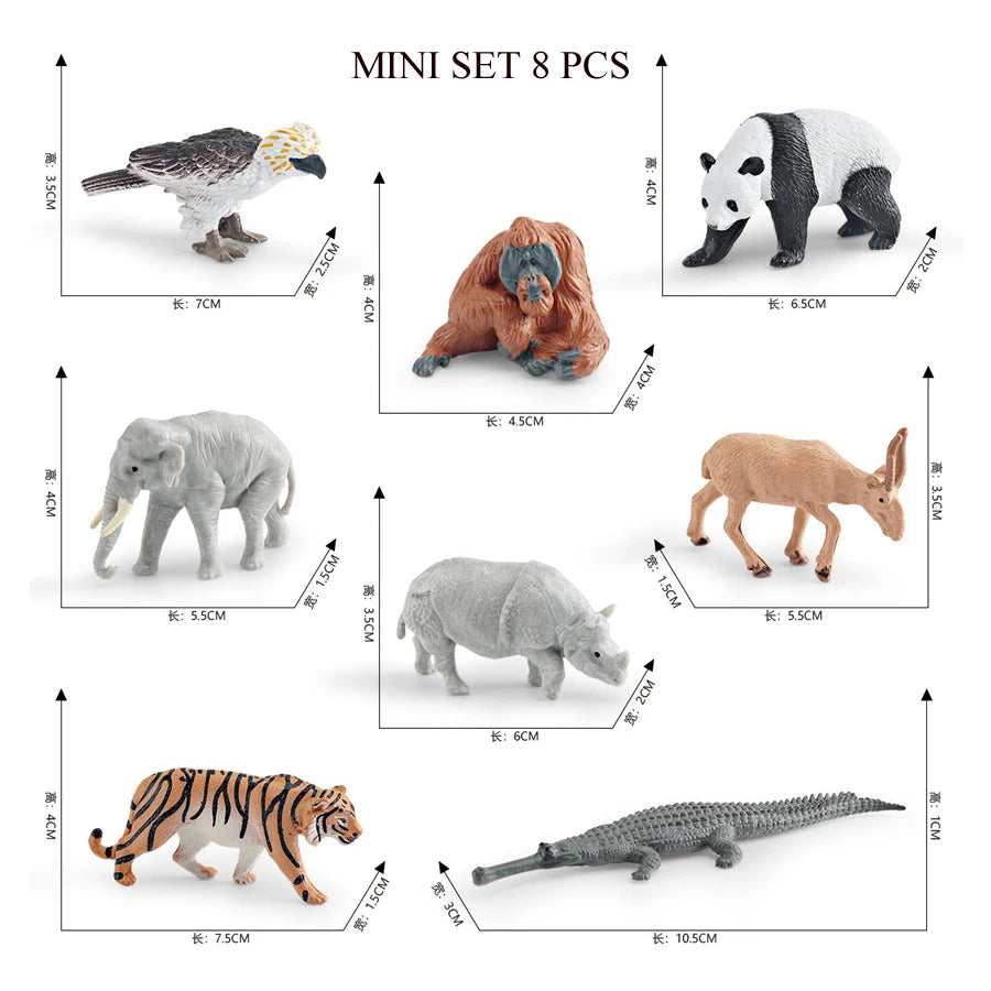 Simulation Mini  Farm Poultry Puppy Crocodile Pegasus Monkey Bird Wildlife Figurine Animal Model Sets Education Kid Toys