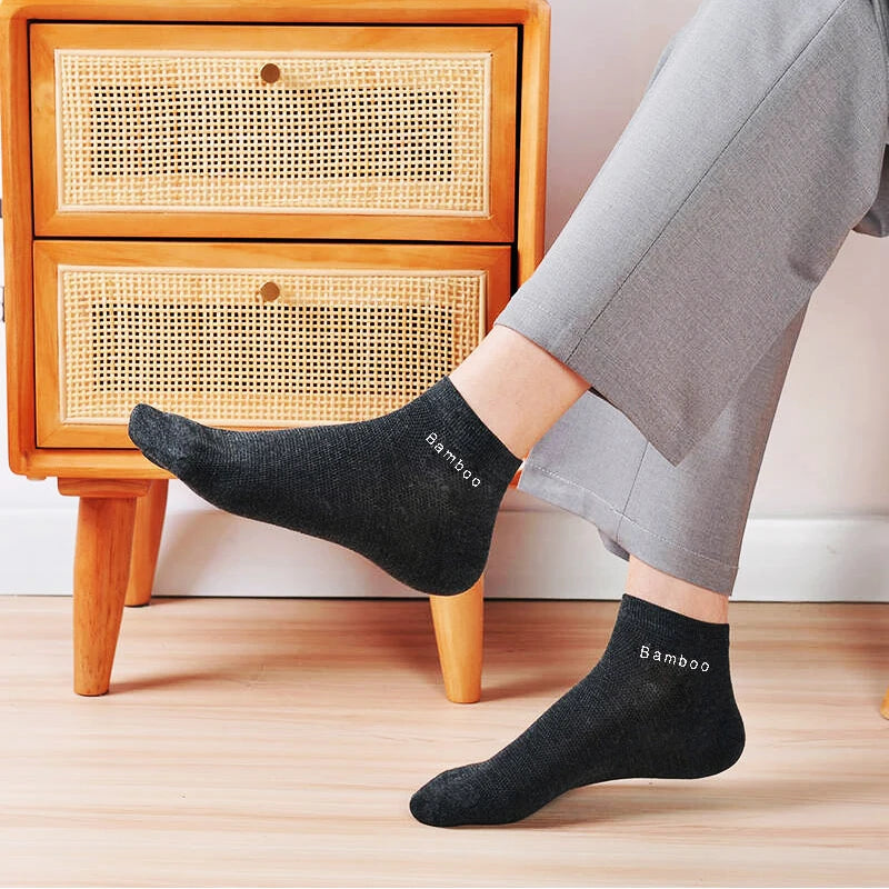 5/10/15 Pairs Men's Bamboo Fiber Socks Short High Quality New Casual Breatheable Anti-Bacterial Man Ankle Socks Men Size 38-45