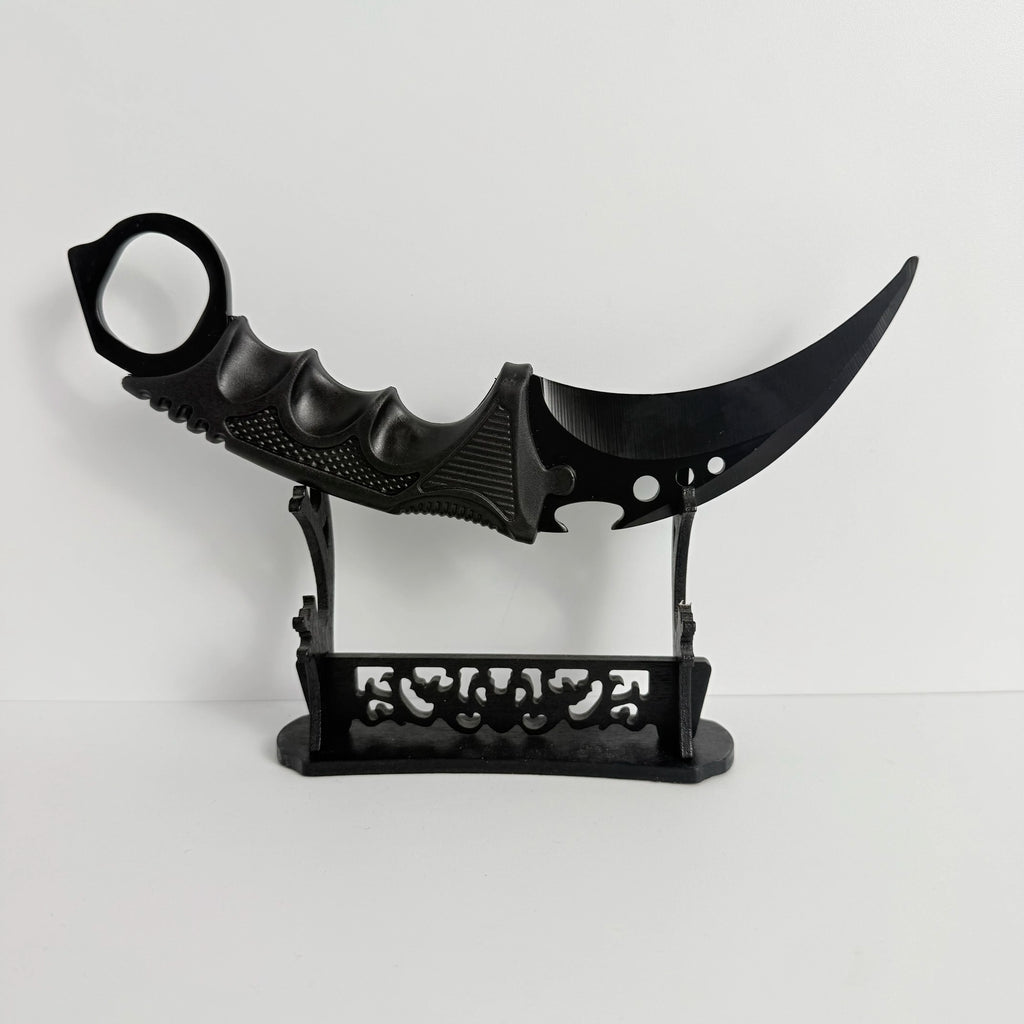 18.8cm Night Talon Knife Metal Model with Sheath Outdoor Training Alloy Karambit Safety Cosplay Prop Black Claw Knives Toys Boys