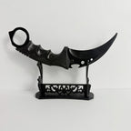 18.8cm Night Talon Knife Metal Model with Sheath Outdoor Training Alloy Karambit Safety Cosplay Prop Black Claw Knives Toys Boys
