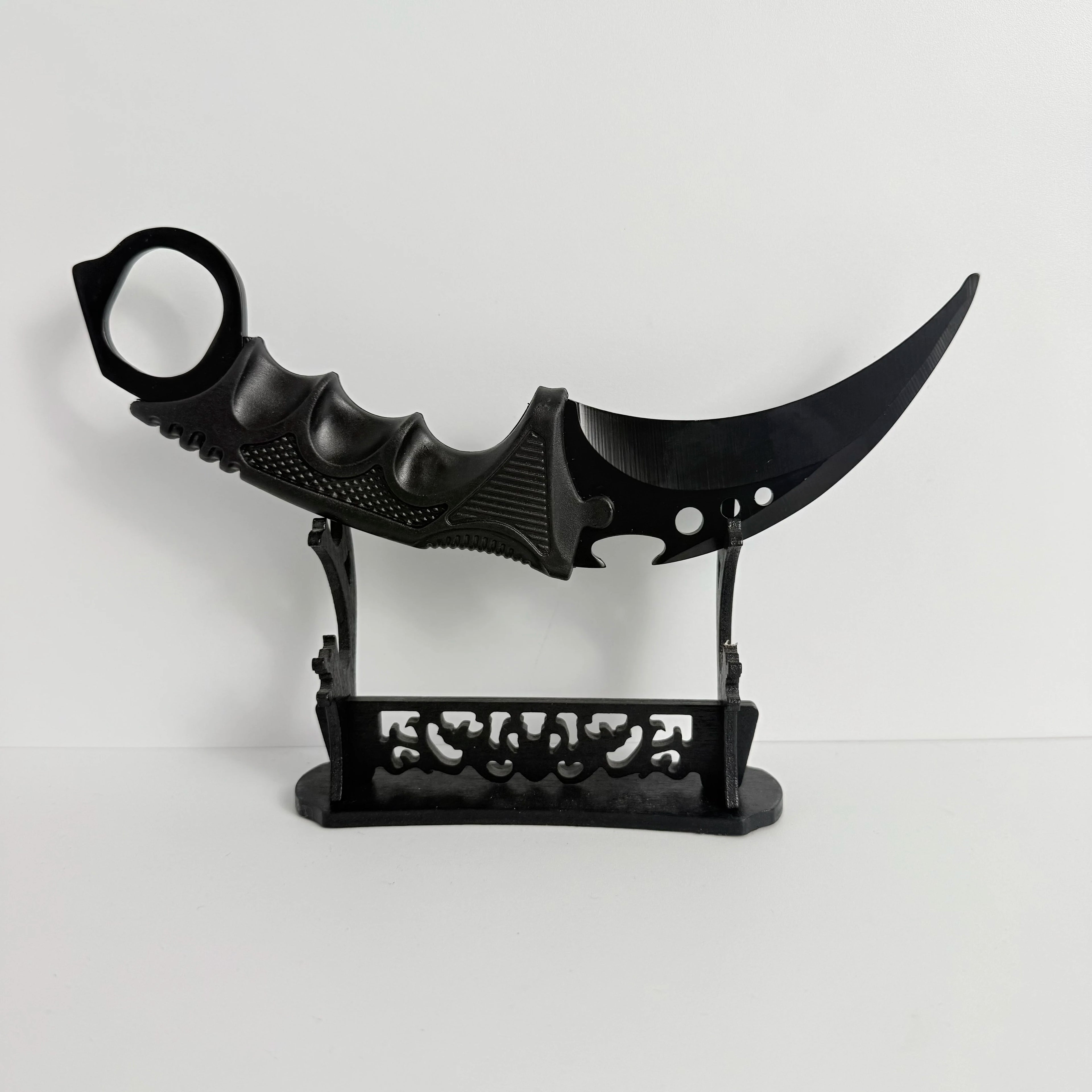 18.8cm Night Talon Knife Metal Model with Sheath Outdoor Training Alloy Karambit Safety Cosplay Prop Black Claw Knives Toys Boys