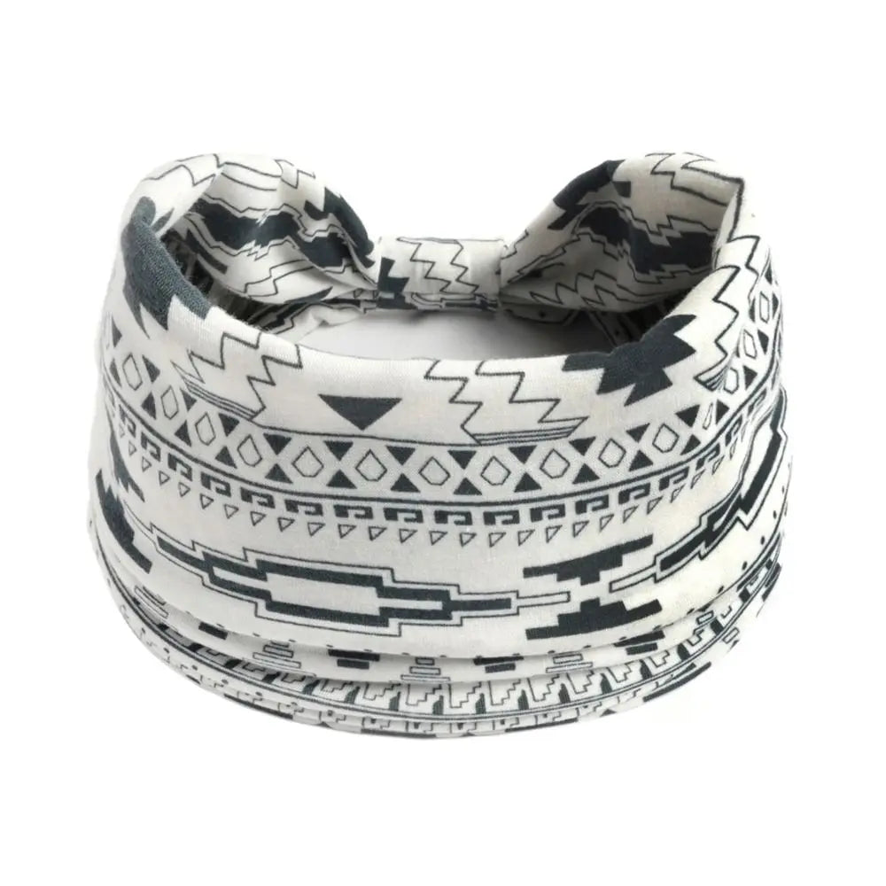 Bohemia Print Wide Headbands New Vintage Elastic Knot Turban Headwrap for Women Girls Soft Print Yoga Bandana Hair Accessories