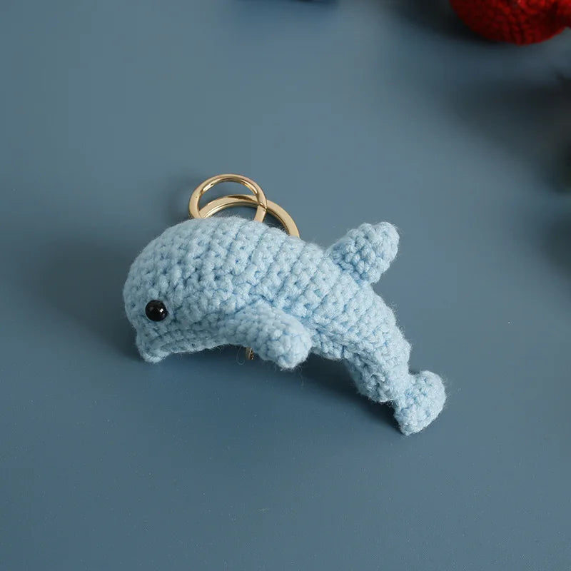 Funny Shrimp Doll Crochet Keychain Handmaking Clown Fish Knitting Keyrings Cute Shrimp Keyrings Bag Pendant Custom Accessories