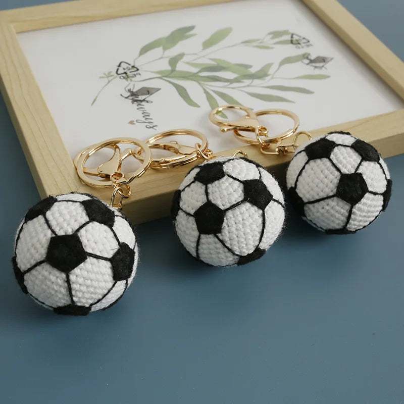 Creative Crochet Soccer Keyrings Wholesale Knitting Basketball Keychain Cute Sport Ball Series Crochet Keychain Custom Accessory