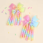 Sweet Unicorn Hair Clips For Girl Bow Barrette Cute Tassel Ribbon Curly Ponytail Hairpins Accessories