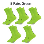 5 Pairs Cycling Socks Men Letter Breathable Bicycle Sport Running Socks Mid Tube Compression Outdoor Racing MTB Road Bike Socks