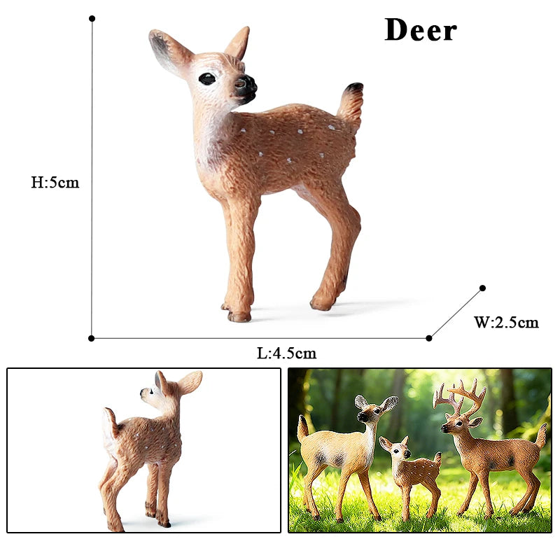 Oenux Forest Deer Animals Simulation Wild White-Tailed Elk Action Figures Moose Figurines Model Decoration Toy Kids Xmas Gift