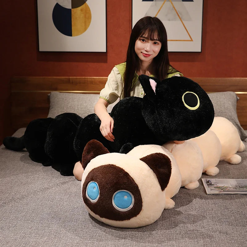 50/80/130CM Creative Cat Caterpillar Plush Toys Stuffed Soft Animal Long Pillow Funny Bed Cushion for Children Gift
