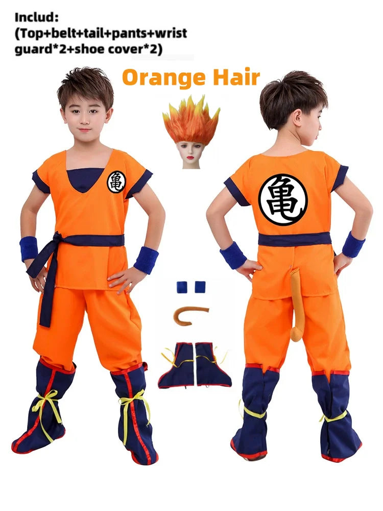 Boys Girls Halloween Son Goku Cosplay Costumes For Kids Outfit Bodysuit Men Krillin Training Clothes Saiyan Outfits Wig Dress Up