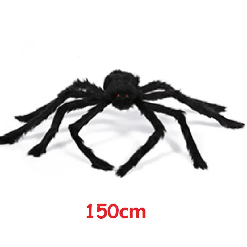 30/90/150cm Halloween Black Scary Giant Spider Huge Spider Web Halloween Decor Home Bar Haunted House Prop Holiday Outdoor Decor