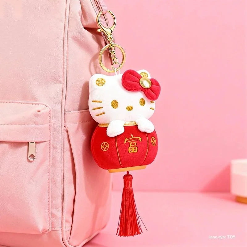 Kawaii Authentic Sanrio Hello Kitty  Kuromi Plush Doll Toys Pendant Cute Plush  Keychain Bag Pendant Christmas Gifts12CM