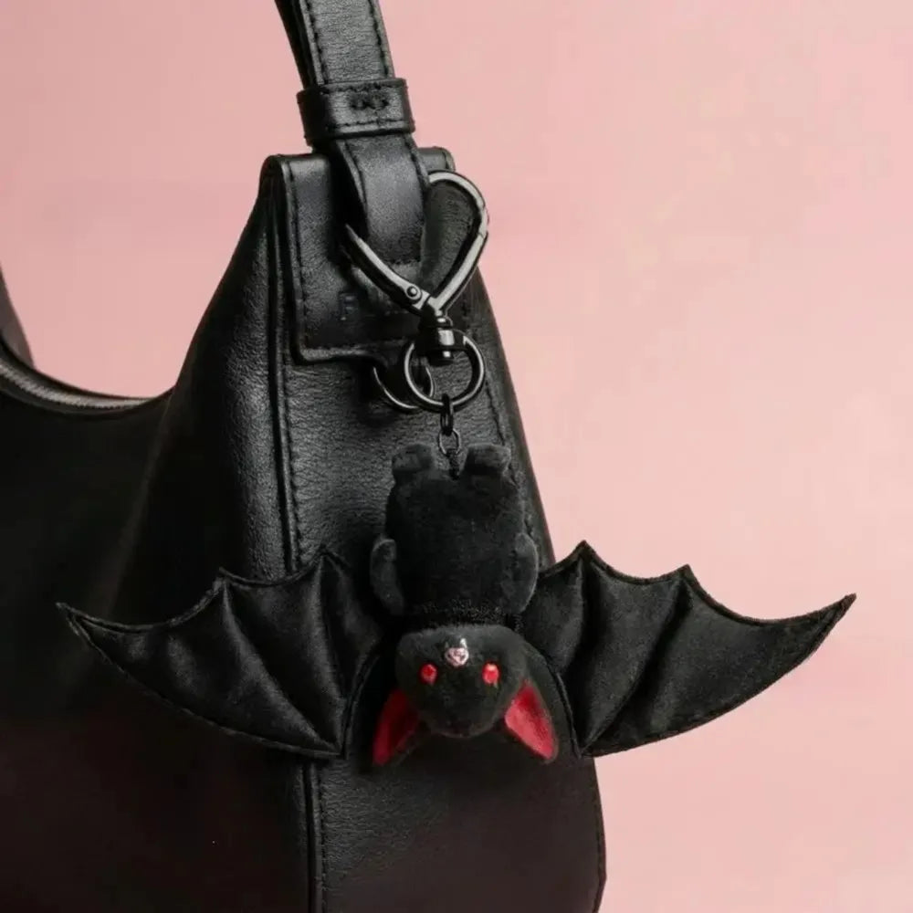Plush Black Bat Keychain Gothic Transformable Bat Key Ring Pendant Backpack Bag Purse Charm Halloween Gift Gothic Bat Keyring