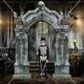 Halloween Skeleton Party Decorations Scary Tombstones Door Banner Creepy Bats Photo Booth Props Large Horror Graveyard Photograp