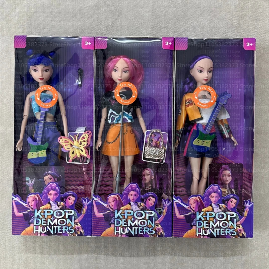 Kpop Rumi Mira Zoey Vinyl Doll Anime Hunters Girl 11 Inch Articulated With Theme Music Cute Toy 3PCS Set Gift for Kids Girl Fans