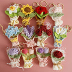 Exquisite Bouquet Series Crochet Keyrings Wholesale Handmaking Bouquet Keychain For Bag Pendant Knitting Flower Keyrings Custom