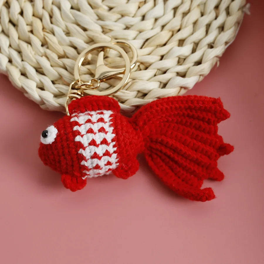 Ocean Series Animal Doll Crochet Keychain Handmaking Knitted Tropical Fish Keyrings Crochet Shark Doll Keychain Custom Accessory