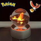 Pokemon 3D Crystal POKE BALL Figure Toys Snivy Dragonair Blastoise Venusaur Milotic Raichu Night Light LED Lamp Base Model Dolls