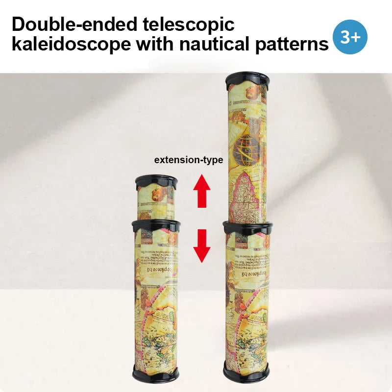 Classic colorful kaleidoscope with three-mirror design, retractable, timeless educational toy