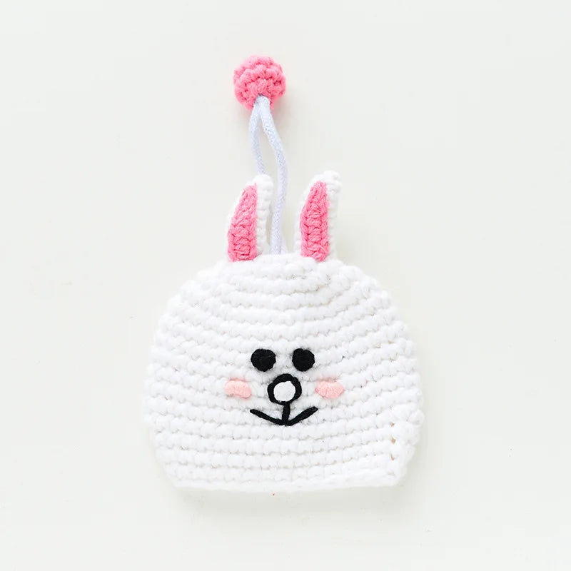 Cute Crochet Cactus Keychain For Keys Storage Bag Keyring Knitting Ladybug Bag Keyrings Wholesale Custom Car Keychain Accessory