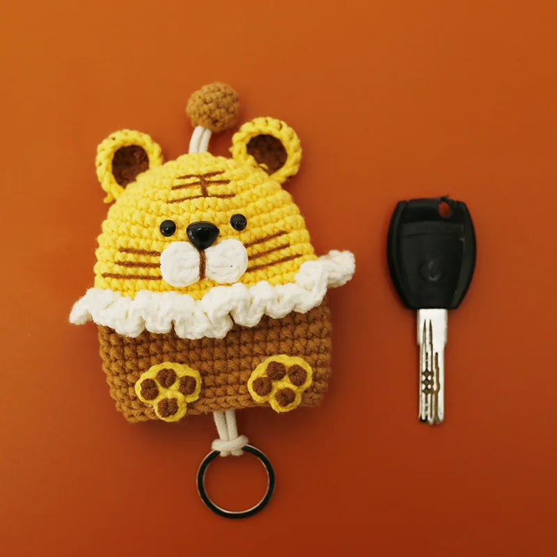Cute Animal Doll Crochet Keychains For Keys Storage Funny Puppy Series Knitted Bag For Car Keys Holder Keyrings Custom Wholesale