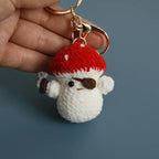 Cute Mushroom Rabbit Crochet Keychains Handmaking Crochet Cartoon Rabbit Doll Keyring For Bag Pendant Knitted Animal Doll Custom