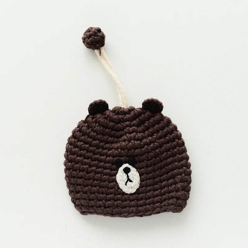 Cute Animal Doll Crochet Keychains For Keys Storage Funny Puppy Series Knitted Bag For Car Keys Holder Keyrings Custom Wholesale