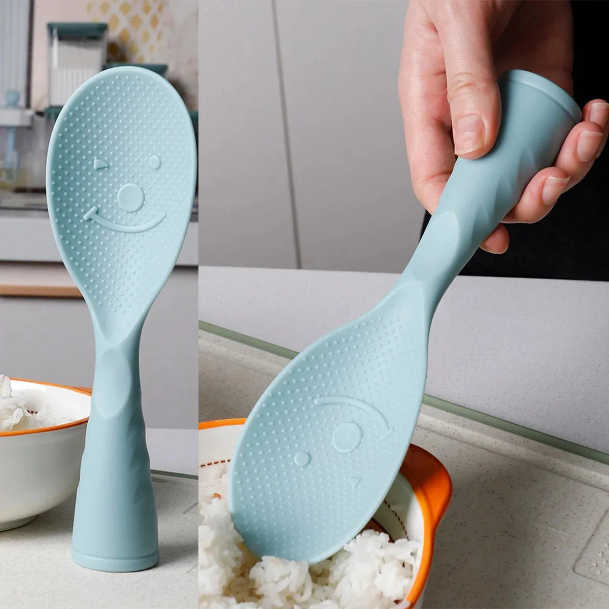 Home Kitchen Non Stick and Standing Plastic Rice Spoon Paddles-Perfect for Cooking Every Time