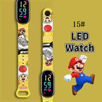 Mario Bros Digital Watch for Kids Waterproof Sport Wristband Luigi Princess Peach Yoshi Bowser Action Figures Children