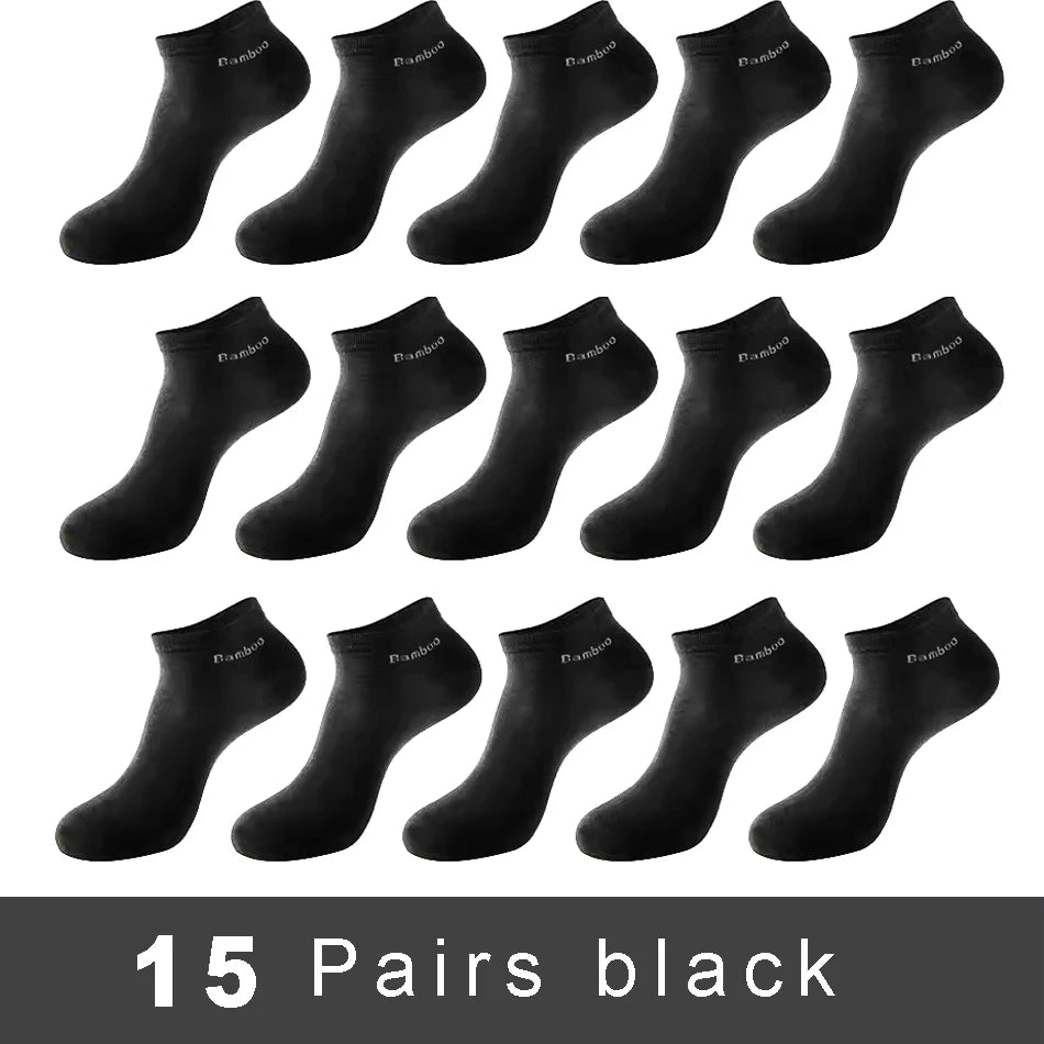 5/10/15 Pairs Men's Bamboo Fiber Socks Short High Quality New Casual Breatheable Anti-Bacterial Man Ankle Socks Men Size 38-45