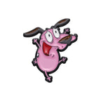 Cartoon Courage Cowardly Dog Brooch Enamel Pins Cute Pink Animal Dog Brooches Clothes Lapel Badges Jewelry Gift for Kids Friends