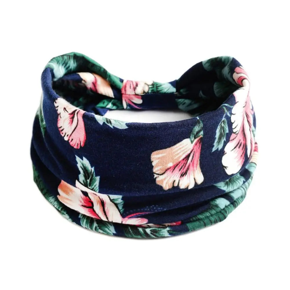 Bohemia Print Wide Headbands New Vintage Elastic Knot Turban Headwrap for Women Girls Soft Print Yoga Bandana Hair Accessories